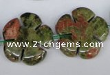 CFG221 15.5 inches 24mm carved flower unakite gemstone beads