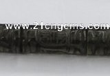 CFG223 15.5 inches 14*31mm carved column smoky quartz beads