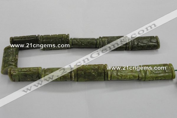 CFG224 15.5 inches 20*38mm carved flat column Korean jade beads