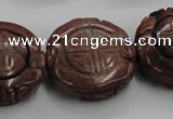 CFG226 15.5 inches 31mm carved coin red picture jasper beads