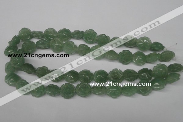 CFG231 15.5 inches 16mm carved flower green aventurine beads