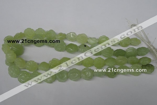 CFG233 15.5 inches 16mm carved flower New jade gemstone beads