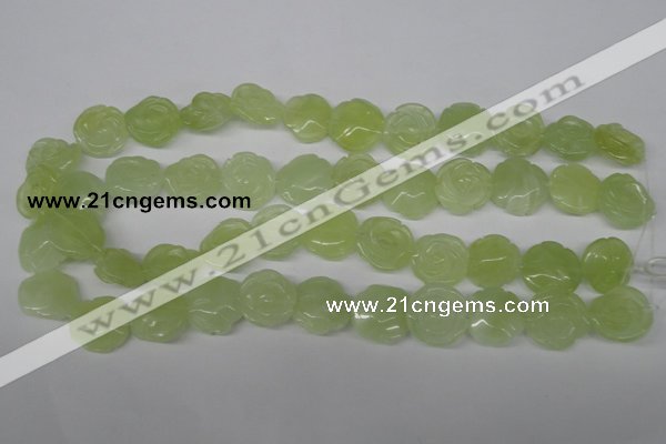 CFG234 15.5 inches 18mm carved flower New jade gemstone beads