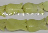 CFG241 15.5 inches 15*25mm carved flower lemon jade gemstone beads