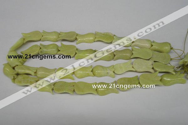 CFG241 15.5 inches 15*25mm carved flower lemon jade gemstone beads