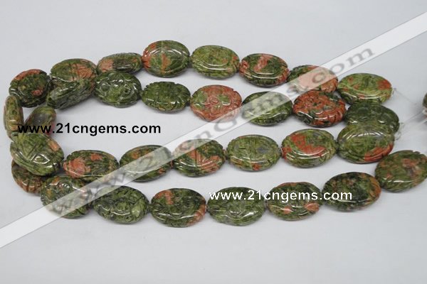 CFG248 15.5 inches 18*25mm carved oval unakite gemstone beads