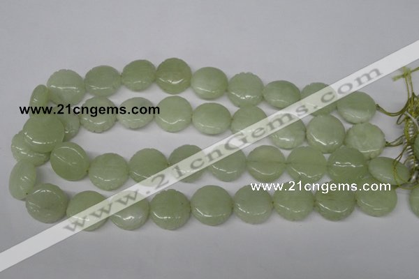 CFG250 15.5 inches 20mm carved coin New jade gemstone beads