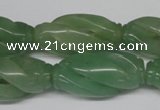 CFG252 15.5 inches 15*30mm carved rice green aventurine beads