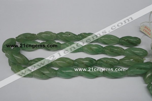 CFG252 15.5 inches 15*30mm carved rice green aventurine beads