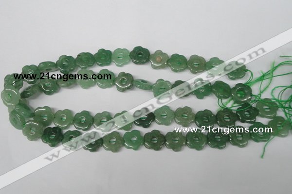 CFG255 15.5 inches 15mm carved flower green aventurine beads