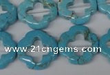 CFG256 15.5 inches 20mm carved flower turquoise beads