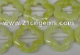 CFG257 15.5 inches 20mm carved flower lemon jade gemstone beads