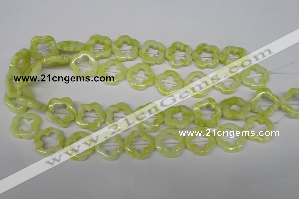 CFG257 15.5 inches 20mm carved flower lemon jade gemstone beads