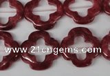 CFG258 15.5 inches 20mm carved flower dyed white jade beads