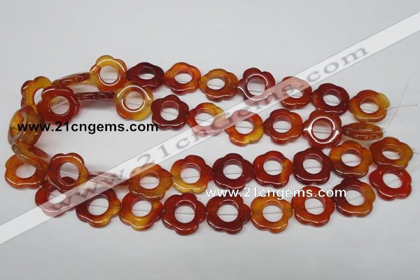 CFG259 15.5 inches 20mm carved flower red agate gemstone beads