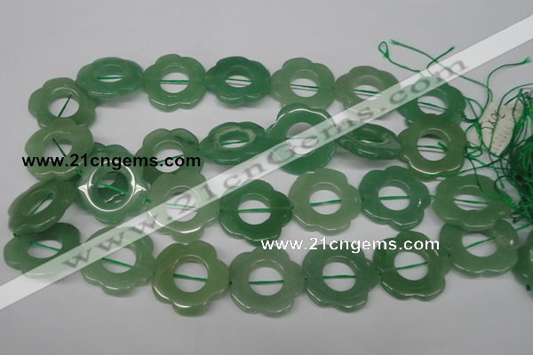 CFG261 15.5 inches 30mm carved flower green aventurine beads