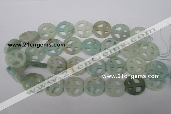 CFG265 15.5 inches 25mm carved coin amazonite gemstone beads