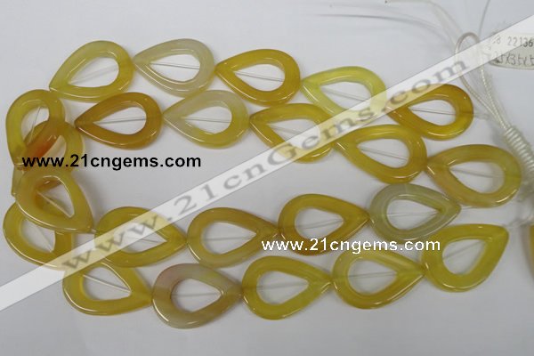 CFG266 15.5 inches 28*35mm carved teardrop yellow agate beads