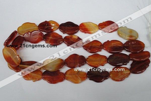 CFG278 15.5 inches 22*30mm carved animal red agate beads