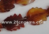 CFG279 15.5 inches 16*24mm carved leaf red agate beads