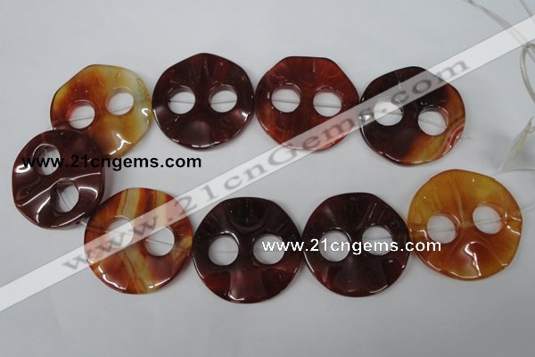 CFG281 15.5 inches 44mm carved coin red agate beads