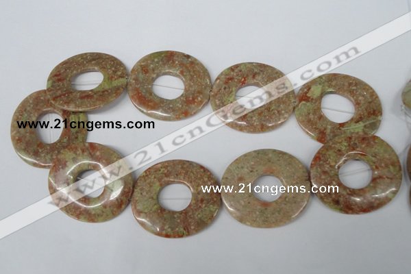 CFG282 15.5 inches 40*45mm carved oval unakite gemstone beads