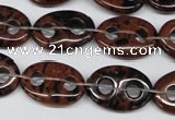 CFG292 15.5 inches 15*20mm carved oval mahogany obsidian beads