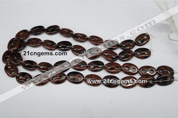 CFG292 15.5 inches 15*20mm carved oval mahogany obsidian beads