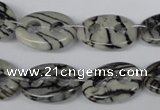 CFG293 15.5 inches 15*20mm carved oval black water jasper beads