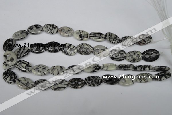 CFG293 15.5 inches 15*20mm carved oval black water jasper beads