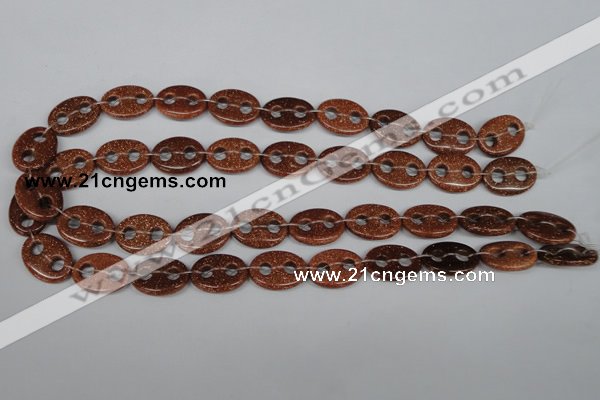 CFG295 15.5 inches 15*20mm carved oval goldstone beads