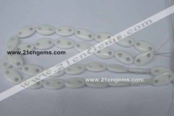 CFG298 15.5 inches 15*25mm carved oval white stone beads