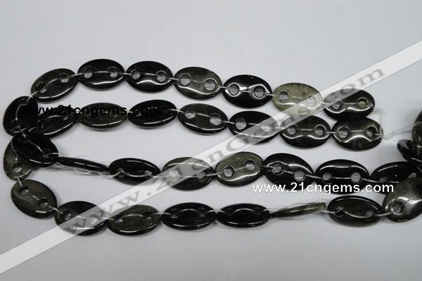 CFG302 15.5 inches 18*25mm carved oval golden obsidian beads
