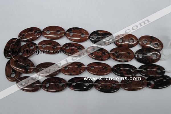 CFG305 15.5 inches 20*30mm carved oval mahogany obsidian beads