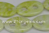 CFG308 15.5 inches 20*30mm carved oval lemon jade gemstone beads