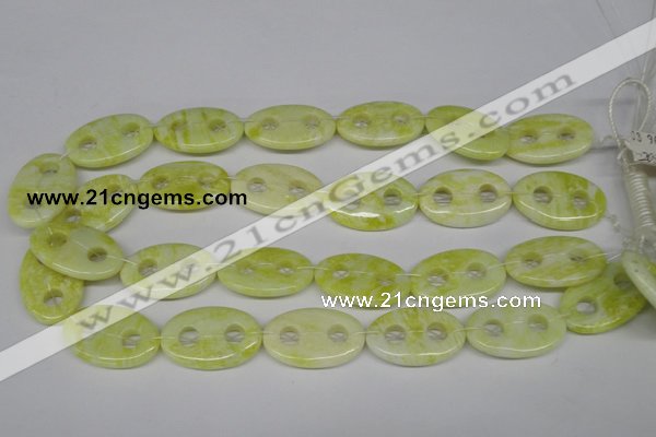 CFG308 15.5 inches 20*30mm carved oval lemon jade gemstone beads