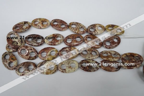 CFG309 15.5 inches 20*30mm carved oval dyed stripe jasper beads