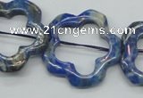 CFG32 15.5 inches 30mm carved flower lapis lazuli gemstone beads