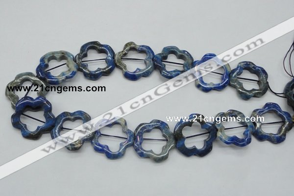 CFG32 15.5 inches 30mm carved flower lapis lazuli gemstone beads