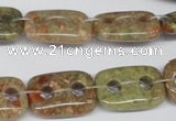 CFG321 15.5 inches 15*20mm carved rectangle unakite beads