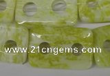 CFG336 15.5 inches 20*30mm carved rectangle lemon jade beads