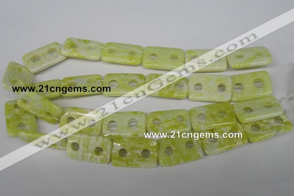 CFG336 15.5 inches 20*30mm carved rectangle lemon jade beads