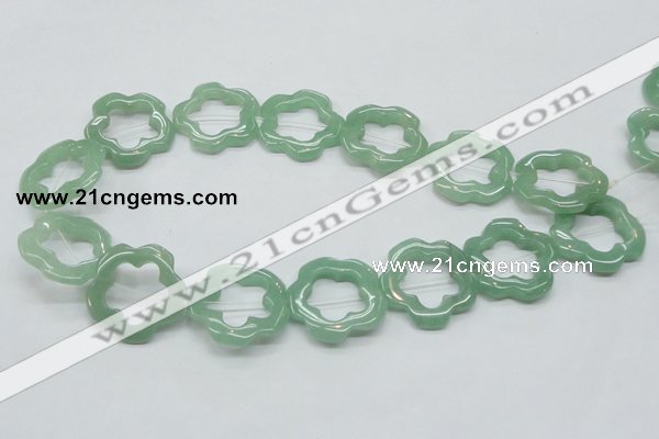 CFG34 15.5 inches 30mm carved flower green aventurine jade beads