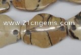 CFG340 22*30mm carved hexagon African leopard skin jasper beads