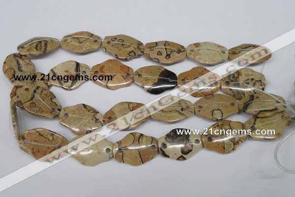 CFG340 22*30mm carved hexagon African leopard skin jasper beads