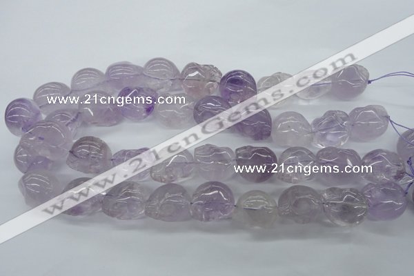 CFG342 15.5 inches 18*22mm carved skull amethyst beads