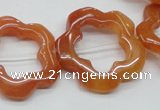 CFG35 15.5 inches 30mm carved flower red aventurine jade beads