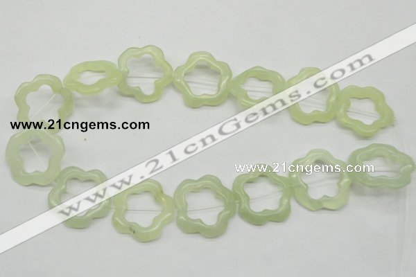 CFG36 15.5 inches 30mm carved flower green jade beads