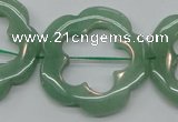 CFG40 15.5 inches 35mm carved flower green aventurine jade beads