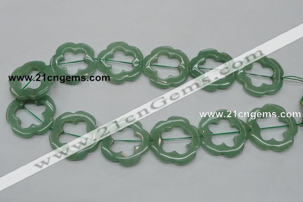 CFG40 15.5 inches 35mm carved flower green aventurine jade beads